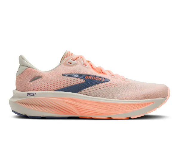 Brooks W Ghost 18 Star White/Cyber Peach/Gray
